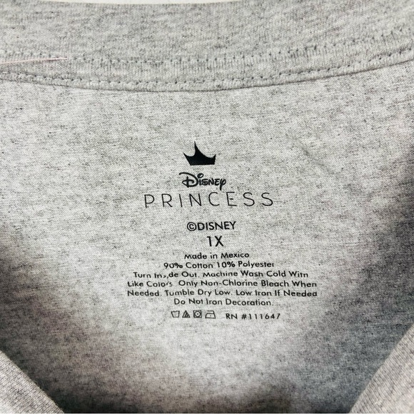 NWT DISNEY PRINCESS gray BELIEVE IN THE FAIRYTALE short sleeve shirt size 1X - Picture 5 of 8